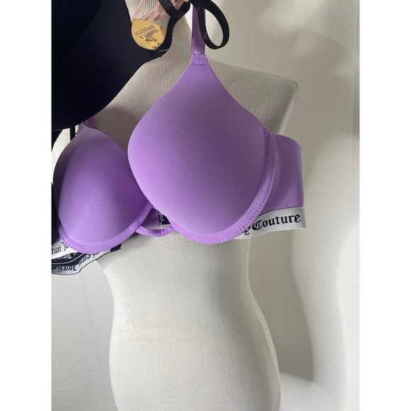 Juicy couture women's sleek and smooth black & white / lavender color 2 bra set - Picture 3 of 8